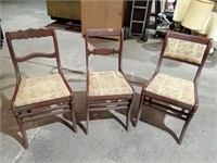 3 Antique Tell City Folding Wooden Chairs