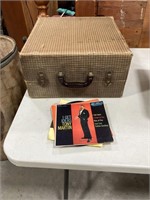 Antique record player with records