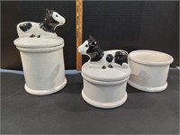 Three Piece Canister Set with Cow Lids - One Lid M