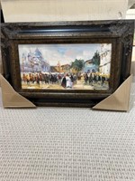 Framed Oil People on the Street # 141  22.5 X 3 X
