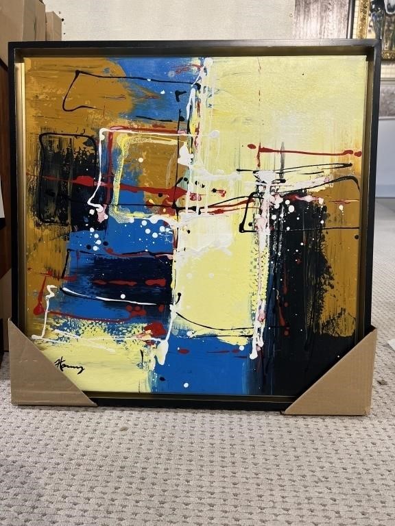 Framed Oil Abstract #166  26 X 1.5 X 26