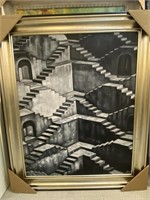 Framed Oil Abstract  Stairs #251  60 X 2.5 X 72