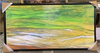 Framed Green Waves Giclee 36x72