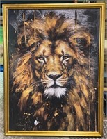 Framed Gold Lion Giclee 36x48