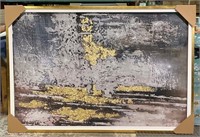 Framed Grey and Gold Abstract Giclee 48x72