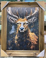 Framed Gold Deer Face Giclee 36x48