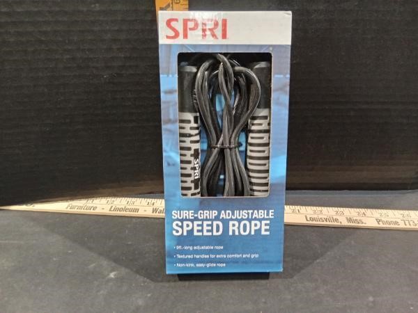 SPRI Sure-Grip Textured Adjustable Speed Rope  Bla