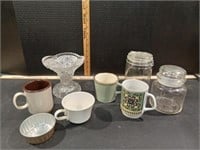 Lot of Coffee Cups, Candy Dish and Jars