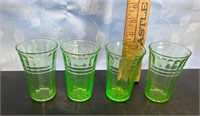 Early Uranium Glass Juice Glasses