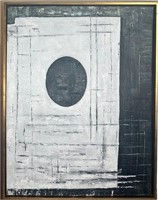 Framed Oil Black Circles 36x48