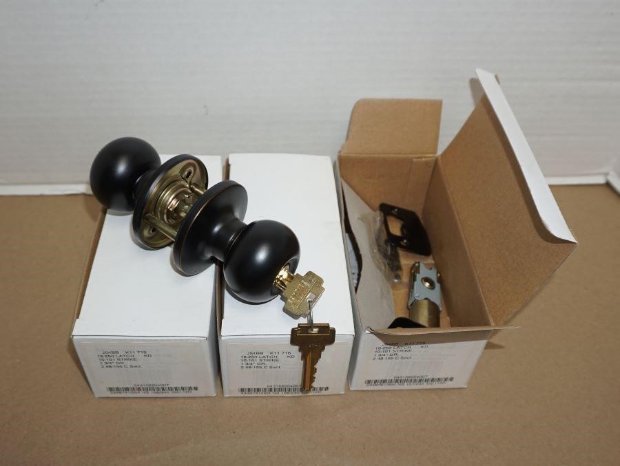 Qty 3- Schlage Entrance Knobs, Aged Bronze