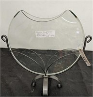 ART DECO MODERN GLASS VASE ON STAND 17 INCH