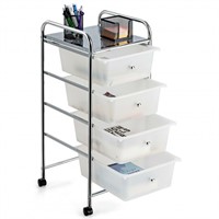 *4-Drawer Cart Storage Bin Organizer Rolling White