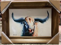 Framed White Cow Giclee 24x36
