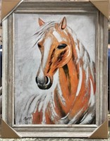 Framed Orange Horse Giclee 36x48