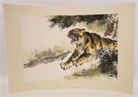 Lu Chun Lan "Tiger Jumping" Watercolor & Ink