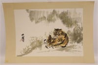 Lu Chun Lan "Tiger Lying Down" Watercolor & Ink