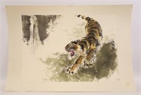Lu Chun Lan "Tiger Running" Watercolor & Ink