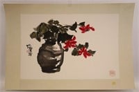 Lu Chun Lan "Floral Still life" Watercolor & Ink
