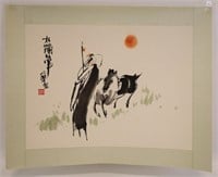 Lu Chun Lan "Man With Horse" Watercolor & Ink