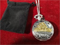 Train Pocket Watch in Pouch