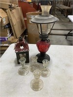 Oil lamp and candle holders