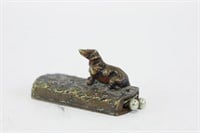 Antique Bronze Figural Dachshund Cigar Cutter