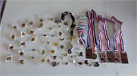 Olympic pins, hockey medals & pins, some Blues