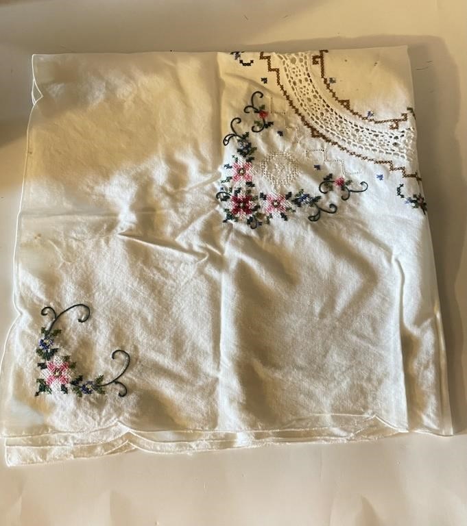 Vintage Embroidered Tablecloth