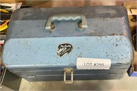 Vintage metal tool box with contents