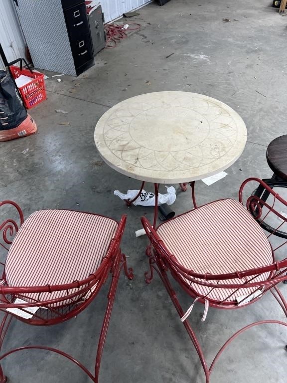 Red Bistro Table and 2 chairs