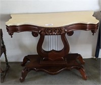 MARBLE TOP LYRE BASE TABLE