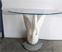 GLASS TOP SWAN BASE TABLE