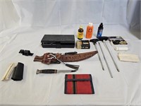 Ka-Bar Knife, Sharpener, Gun Cleaning Supplies