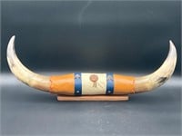 27” Leather Wrapped Bull Horn Display