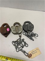 3 Antique Railroad Locks