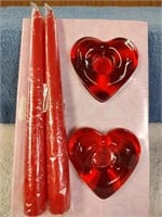 Heart Candle Holders & Candles - NIB
