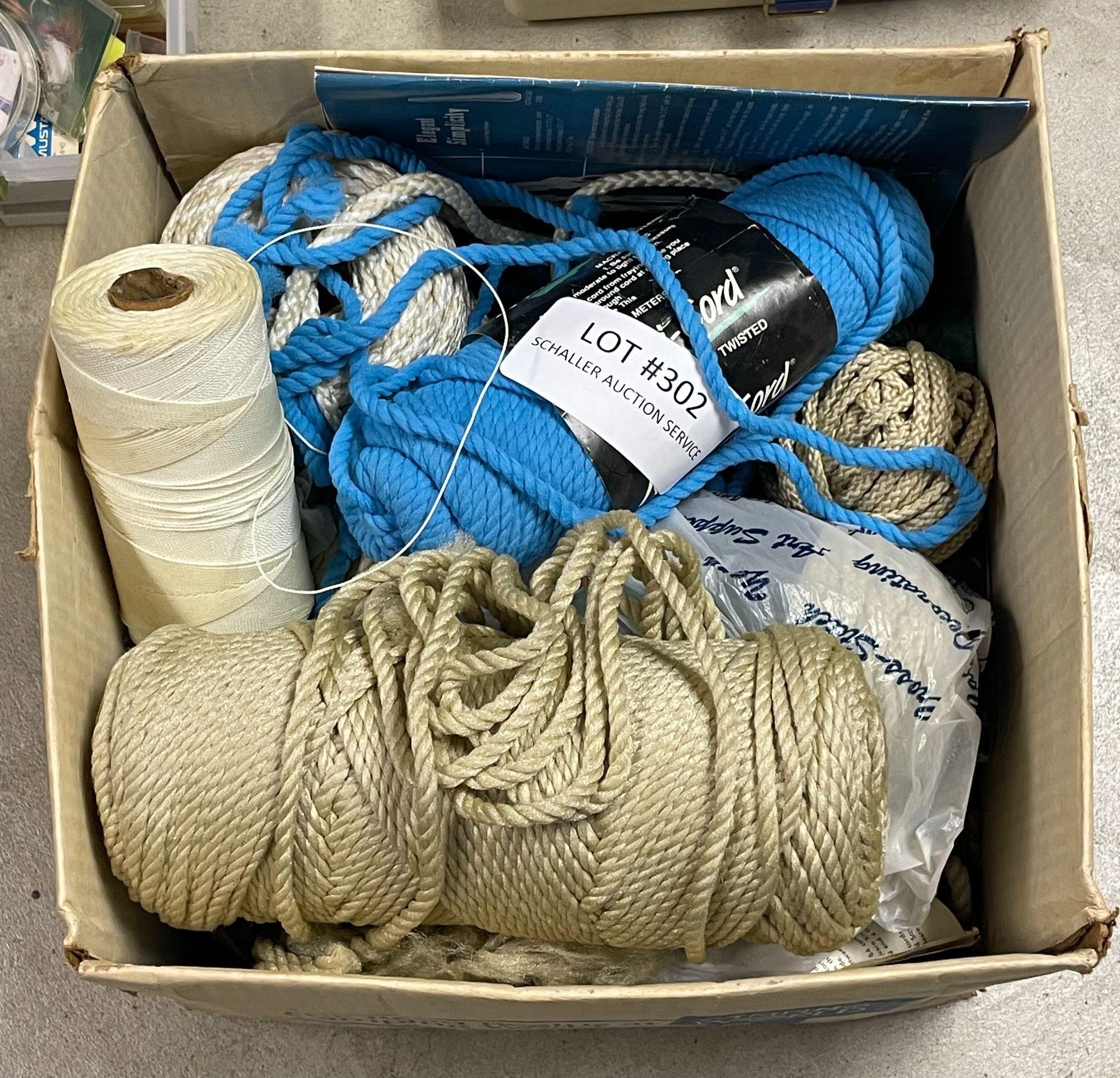 Box of ropes, twine, macrame cord, string