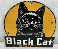 Enamel "BLACK CAT CIGARETTE" Advertising Sign