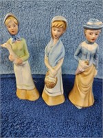 Vintage Rare Set of 3 Porcelain Lady Figurines by