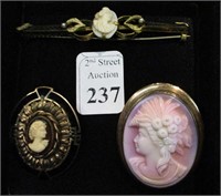 (3) Vintage Cameo Brooches