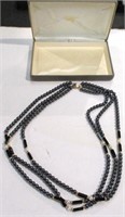 14kt Gold Onyx, Pearl, Hematite Necklace