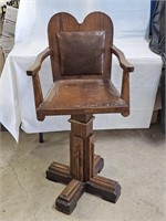 Antique Oak Soda Fountain Swivel Bar Stool