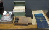 Wood Box, Box Camera, Postcards, Books, Misc