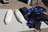 3 life jackets & 2 bumpers