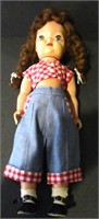 Vintage Blinking, Jointed Doll In Blue Jeans