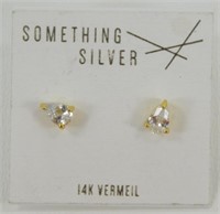 Gorgeous 14K Vermeil Prong Set Teardrop Cubic