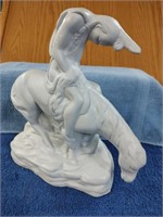 Vintage Plaster Horse with Man Sculpture - 11"