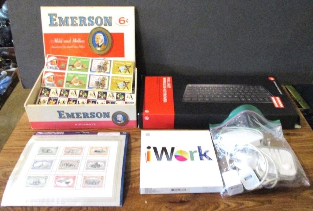 Earbuds, Wireless Keyboard, Stamps, Misc