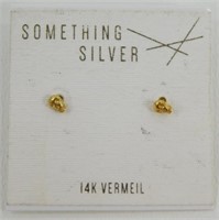 NEW 14K Vermeil Skull Stud Earrings